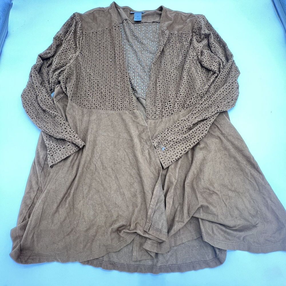 Catherine’s Faux Suede Brown Cardigan Size 1X